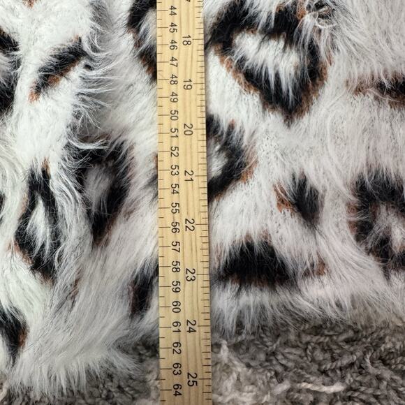 Anthropologie Current Air L Animal Print Faux Fur Open Cardigan Jacket Cozy - Picture 6 of 7